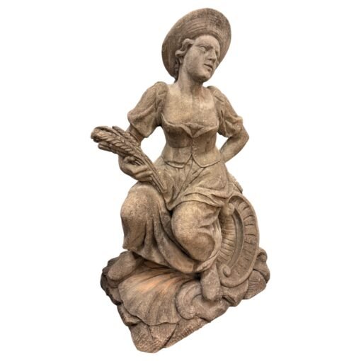 Antique Stone Statue of a Woman with Wheat - Image 2