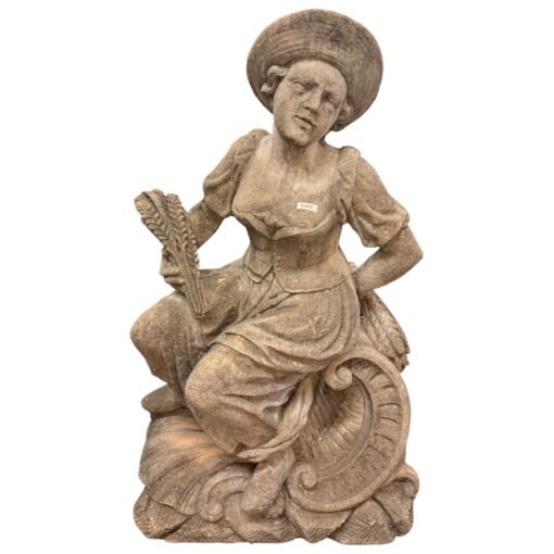 Antique Stone Statue of a Woman with Wheat - Image 3