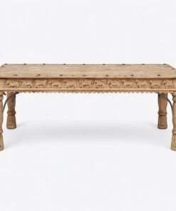 Hand-Carved Wooden Moroccan Table 84"