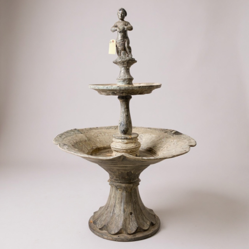 Antique Zinc Fountain with Figural Top