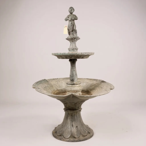 Antique Zinc Fountain with Figural Top - Image 3
