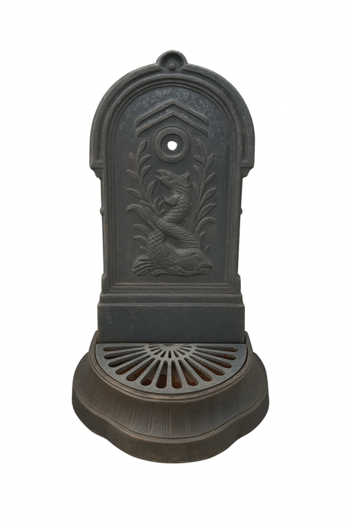Cast iron fountain with mythical fish motif. - Image 3