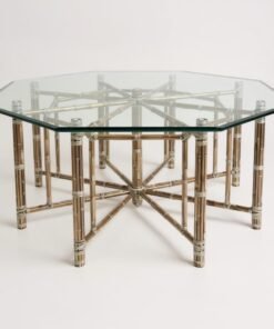 Large  Vintage McGuire Hexagon Dining Table