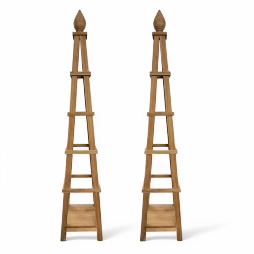 Pair of Tall Teak Garden Obelisks - Image 2
