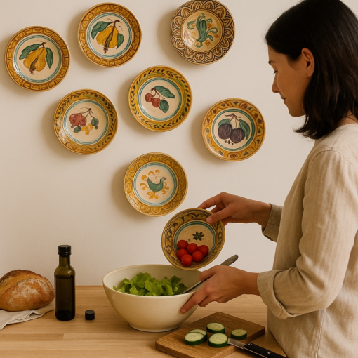 Set of 6 Fruit and Birds Wall Hanging Plates - Image 2