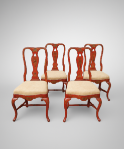 Antique Chinoserie Painting Dining Chairs - Set of 4