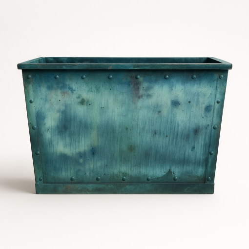 SAXON Tapered Trough Planter | Beaten Copper Fiberglass