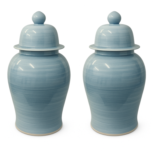 Vintage Style Sky Blue Porcelain Ginger Jar - Image 5