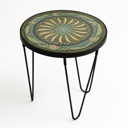 Hand Painted African Side Table - Image 2