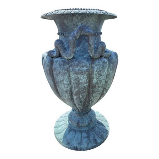 Extra Large Vintage Bronze Planter Urn Vase figural Serpent Handles - Image 2