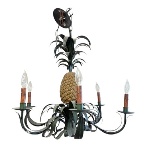 Vintage Coastal Curry and Company Pineapple Chandelier - Image 3