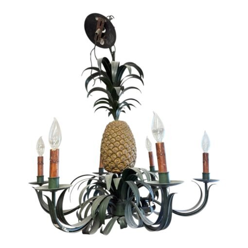 Vintage Coastal Curry and Company Pineapple Chandelier - Image 2
