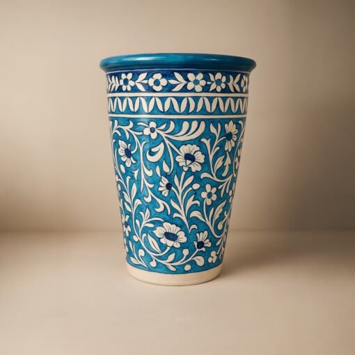 Pair of Blue Moroccan Painted Planters - Image 2