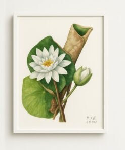 Framed Botanical Plant Illustration - American Waterlily