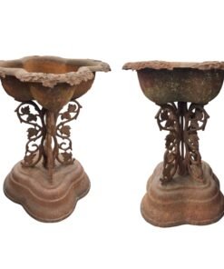 Pair of Antique Victorian Cast Iron Urns