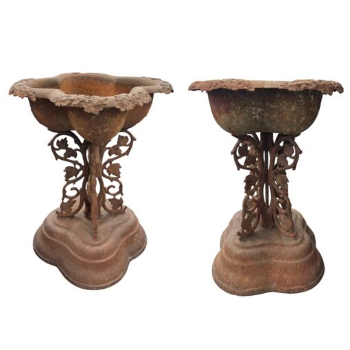 Pair of Antique Victorian Cast Iron Urns
