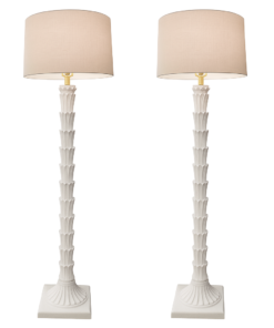 Pair of White Plaster Palm Tree Floor Lamps