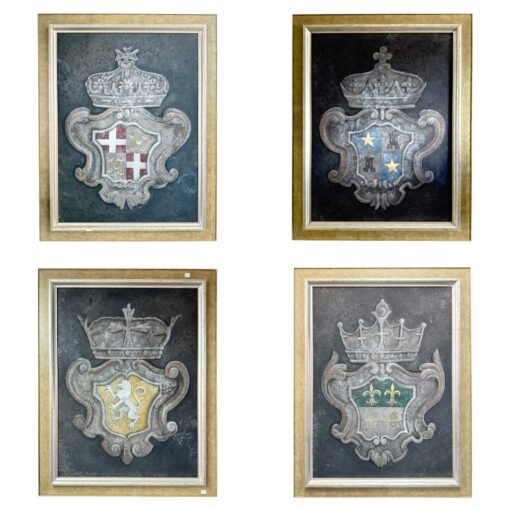 English Framed Crests Oil Painting on Canvas