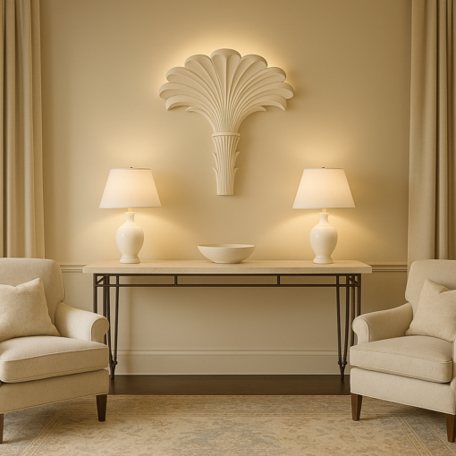 Pair of Torchiere Roche Style Palm Tree Wall Lamps - Image 2