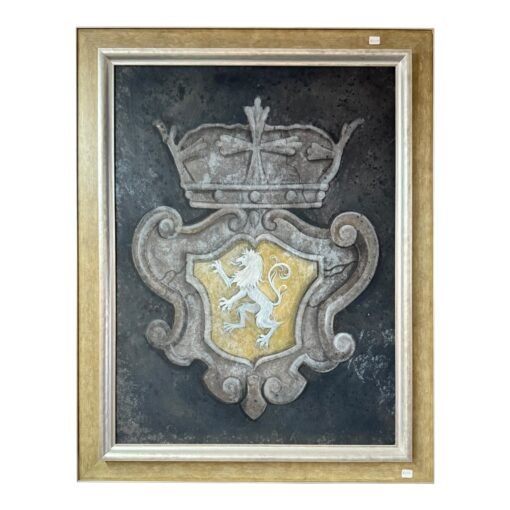English Framed Crests Oil Painting on Canvas - Image 3