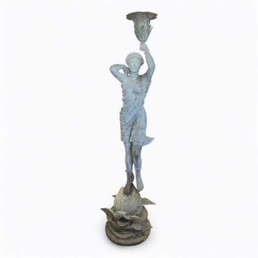 Bronze Roman Male and Female Figures on Dolphins with Uplight's - Image 4
