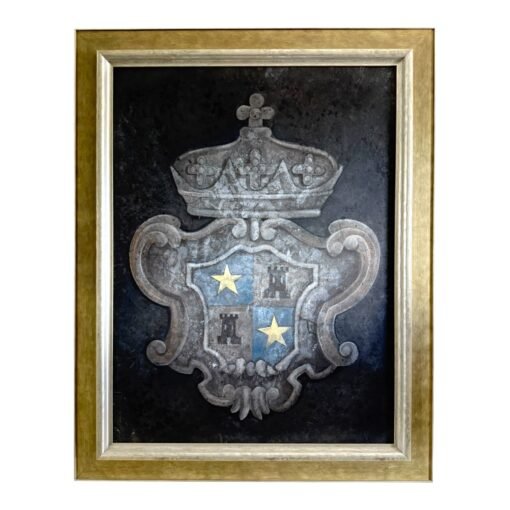 English Framed Crests Oil Painting on Canvas - Image 4