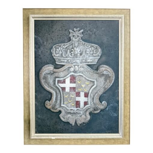 English Framed Crests Oil Painting on Canvas - Image 5