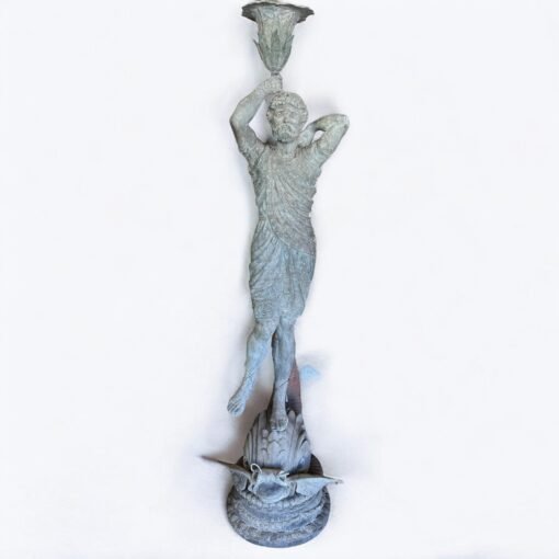 Bronze Roman Male and Female Figures on Dolphins with Uplight's - Image 2