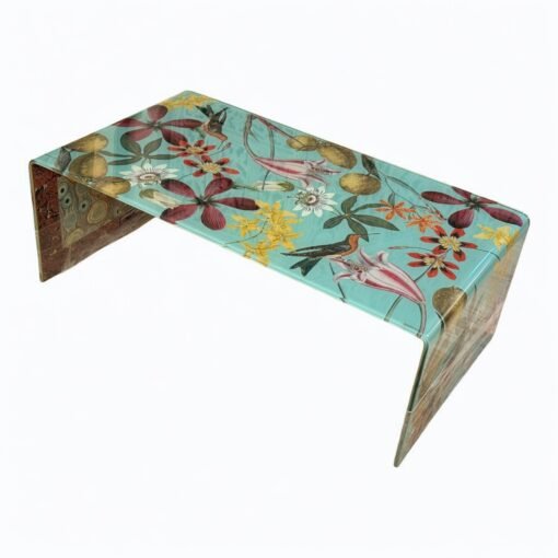 Blue Glass Decoupage Coffee Table by Alex Stewart