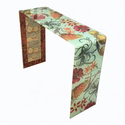 Blue Glass Decoupage Console Table by Alex Stewart