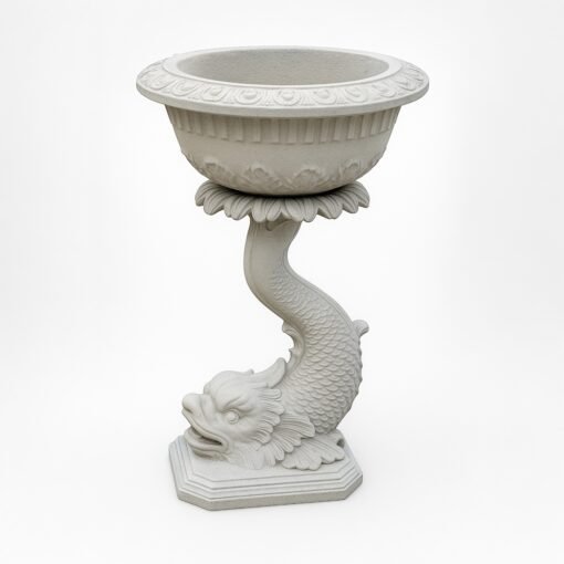 Cast Concrete Dolphin Form Garden Pedestal Plant Stands