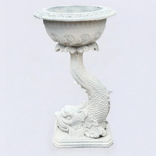 Cast Concrete Dolphin Form Garden Pedestal Plant Stands - Image 5