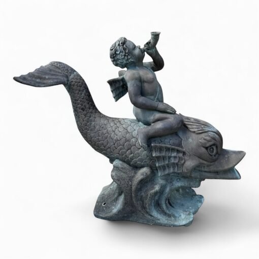 Antique Bronze Fountain Boy & Dolphin - Image 4