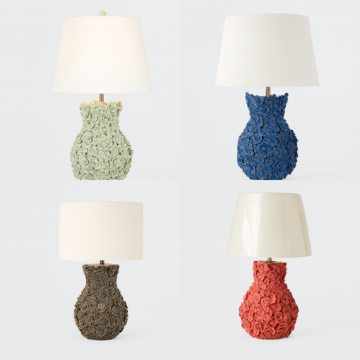 Floral Ceramic Table Lamp - Made to Order