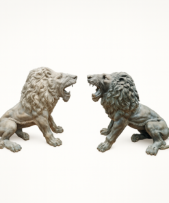 Pair of Large Majestic Bronze Lions