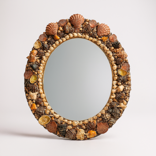 Coastal Seashell Oval Mirror Handmade