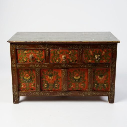 Tibetan  Cabinet Golden Dragon Kyungbur Coffer, c. 1850