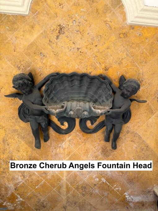 Two Cherub Bronze Wall Fountain Sculpture - Image 2