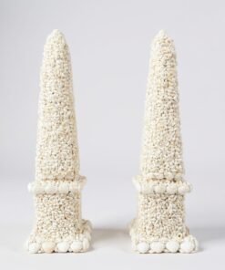 Pair of Natural Seashell Encrusted Obelisks