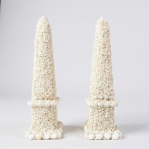 Pair of Natural Seashell Encrusted Obelisks