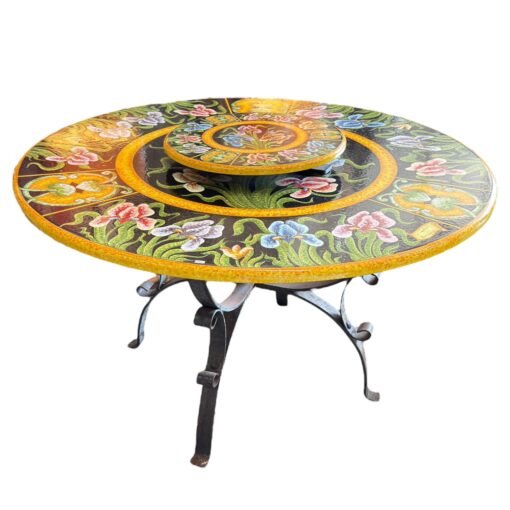 Italian Mosaic Side Table with Floral Motifs - Image 4