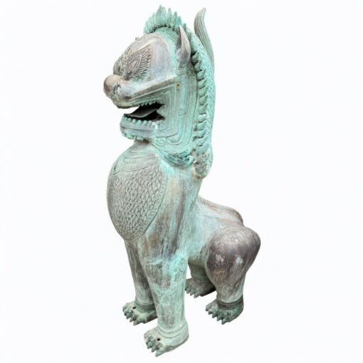 Large Bronze  Empire Foo Dog Lion Statues - A Pair - Image 3