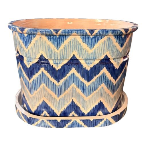Hand-Painted Ceramic Planter Blue and White - Image 3