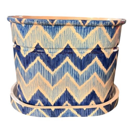 Hand-Painted Ceramic Planter Blue and White - Image 2