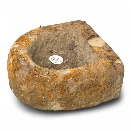 Small D Shape Carved Stone Weathered Sandstone Planter/ Fountain Base