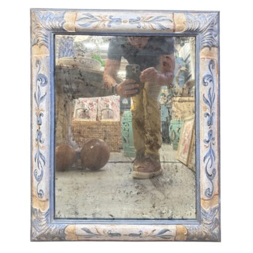 Italian Hand Painted Wooden Mirror and an Antique Glass - Image 4