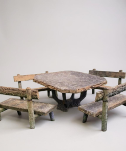 Set of Faux Bois Table and Garden Benches