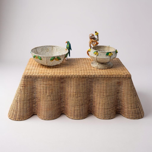 Scalloped Rattan Coffee Table
