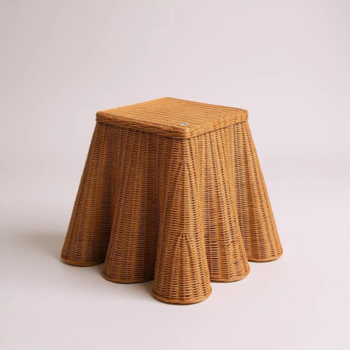 Scalloped Rattan Side Table