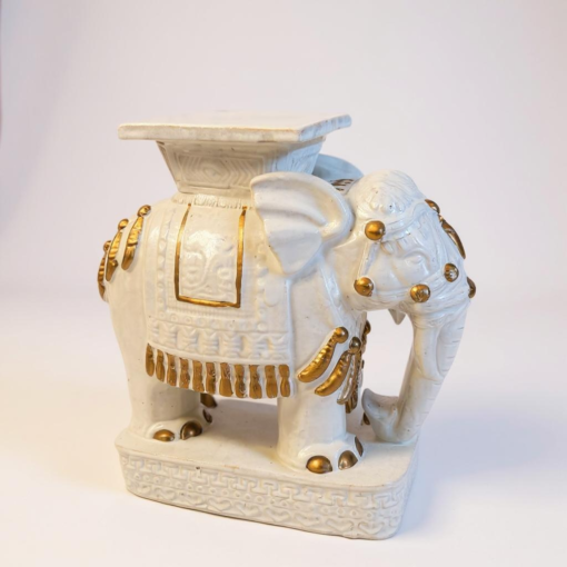 Vintage Ceramic Elephant Garden Stool 23"